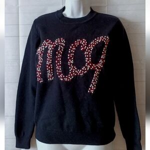 McQ Mcqueen Black Embroidered Cotton Silk Sweater XS
